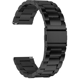 Lamshaw Compatible with EGQINR Smartwatch Bands, 18mm,20mm,22mm Stainless Steel Metal Replacement Straps Compatible for EGQINR Smartwatch (20mm, Black)