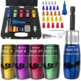 Wire Stripper Tool for AWG, 14-12-10-8-6 Gauge Wire Twister Tool for Drill, Electric Wire Stripper Stripping Twisting Tool, Cable Quick Stripping and 25PCS Cable Wire Connectors Nuts Electrician Tool