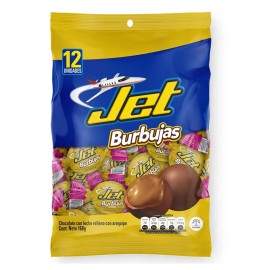 JET Colombia Chocolate filled w Milk Caramel Bubbles Jet Burbujas de Chocolate 168g