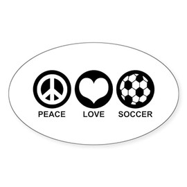 CafePress Peace Love Soccer Oval Sticker Oval Car Bumper Sticker