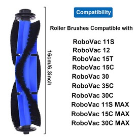 EATBALE 4 Pcs Replacement Roller Brush for Eufy RoboVac 11S, RoboVac 11S Max, 15T, 30, 30C, 15C, 12, 25C, 35C, 15C Max, 30C Max, G20, G30, G30 G40, G40 Hybrid, G35 Edge Robot Vacuums Parts Accessories