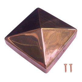 Copper Fence Post Cap 3.5 x 3.5 Inch Pyramid Design with Screws