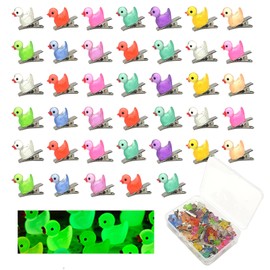 YOKUSHI 40 Pcs Resin Duck Hair Clips for Women Girls, Glow in The Dark Duck Clips for Hair Hairpin, Cute Rave Hair Accessories for Music Festivals Party Supplies