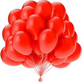 OWill Red Balloons 50 Pcs – 10 Inch Latex Balloons for Birthday Party, Baby Shower, Girls’ Celebrations, Romantic Events, Air or Helium Fillable