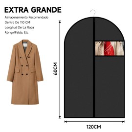 DOTOTO 10 Pcs Bolsa de Ropa Transparente,vestido de armario para guardar bolsas colgantes,bolsas de almacenamiento de ropa,bolsas colgantes para guardar trajes,vestidos o chaquetas 60cm x 120cm.(Bolsas ropa negro 60*120)