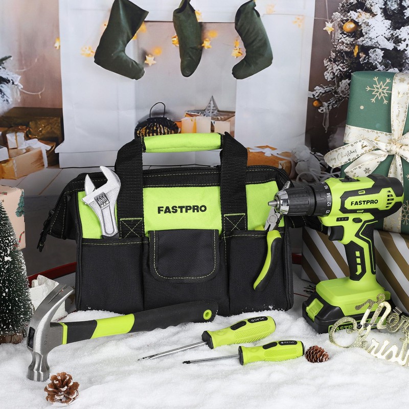 FASTPRO 232-Piece Home Tool Set with Drill, 20V Cordless Drill