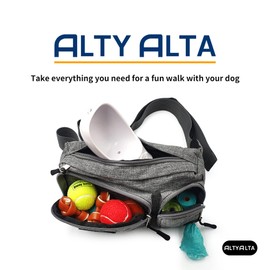 ALTYALTA EZ Dog Walking Fanny Pack, Dog Training Treat Pouch, Easy for Walking with Dogs, Belt Bag with Six Pockets and Waste Bag Dispenser (1.6L)