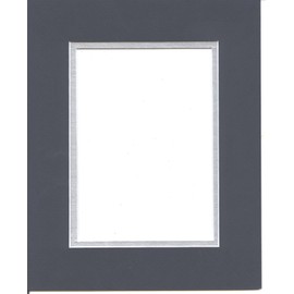18x24 Navy Blue & Silver Double Picture Mat, Bevel Cut for 12x18 Picture or Photo