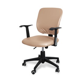 ACOFRR PU Office Chair Cover Waterproof Removable Chair Seat Cover + Backrest Cover Stretch Protective SlipcoverUniversal Fit Computer Rotating Chairs,Standard Size (No Chair) khaki