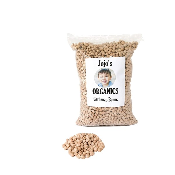 Jojo's Organics Non-GMO Garbanzo Beans 5 lbs | Whole Chickpeas US Bulk Dry Legumes Beans Vegan Great for Hummus Flour 100% Product of USA