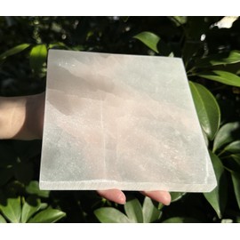 GAF TREASURES 6" Square-Shaped Selenite Charging Plates – Crystal Cleansing Station for Energy Charging, Grids & Purification