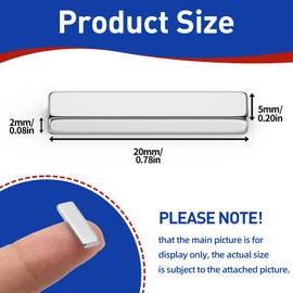 Junarter 100 Pack Bar Magnet, 20x5x2mm Rectangle Magnets, Thin Magnets, Double Sided Magnet with Adhesive Backing, Magnetic Bars Strip for Home, Office, Garage, Fridge, Refrigerator