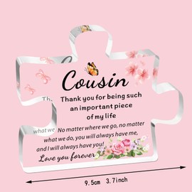 SDOFY Cousin Gifts for Women Acrylic Plaque Cousin Birthday Gifts Thank You for Being Such An Important Piece of My Life
