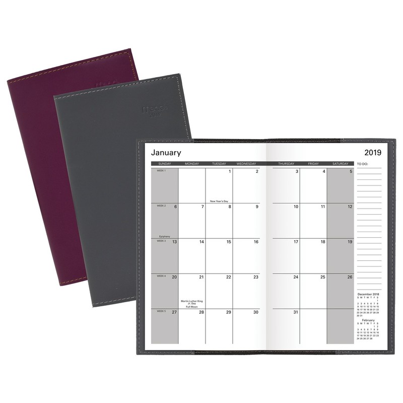 Mead 2019 Monthly Planner, 3-1/2" x 6", Pocket, Color Selected