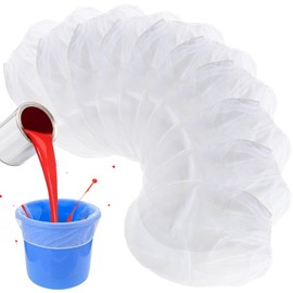 Sukh 10PCS Paint Strainer Bag - 5 Gallon Paint Filter Strainer Bucket with Elastic Drawstring Top Opening Nylon Mesh Filter White Fine Mesh Bag for Gardening