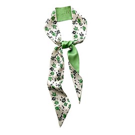 POSGRS Fashion Green Printing Neckerchief Fashion Hair Band Handbag Handle Ribbon Scarf