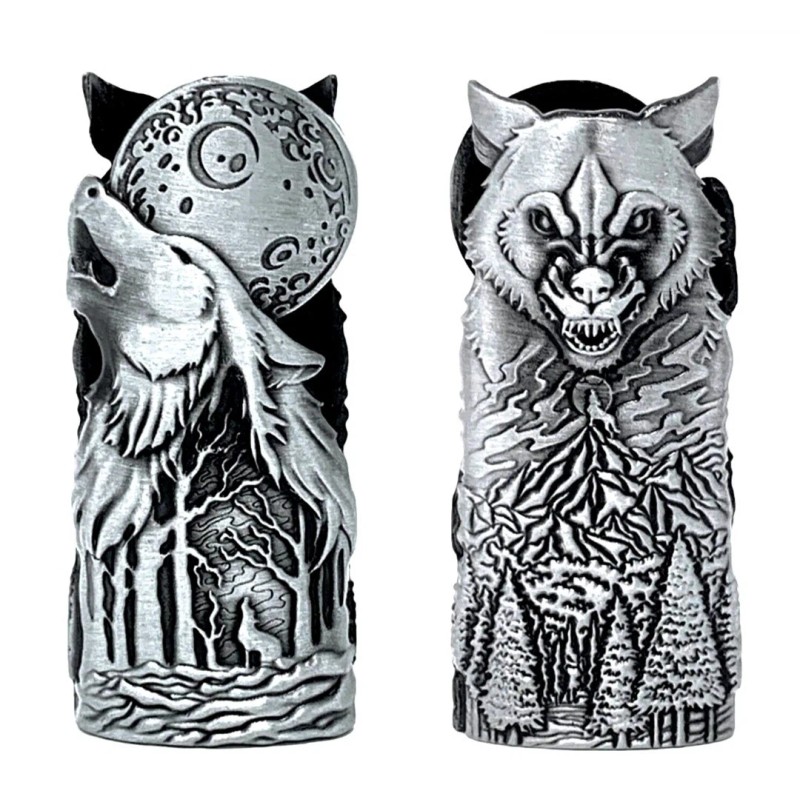 BIC Moon Hound and Wolf Metal Lighter Case Cover Sleeve