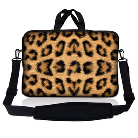 LSS 13.3 inch Laptop Sleeve Bag Carrying Case Pouch w/Handle & Adjustable Shoulder Strap for 13.3" 13" 12.1" 12" Apple Macbook, GW, Acer, Asus, Dell, Hp, Sony, Toshiba, Leopard Print