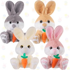 Blueweenly 4 Pack 12 Inch Easter Bunny Stuffed Animal Cute Bunny Plush with Carrot Easter Rabbit Stuffed Plush Toys Easter Basket Stuffers Gifts for Girls Boys Kids Easter