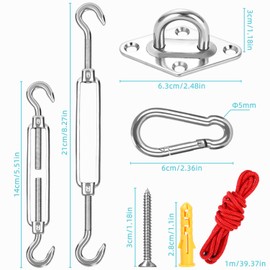 Awning Mounting Kit, 304 Stainless Steel Awning Mounting Set, Awning Accessories for Safe Mounting of Square and Triangular Sun Sail, M6 Awning Attachment Accessories