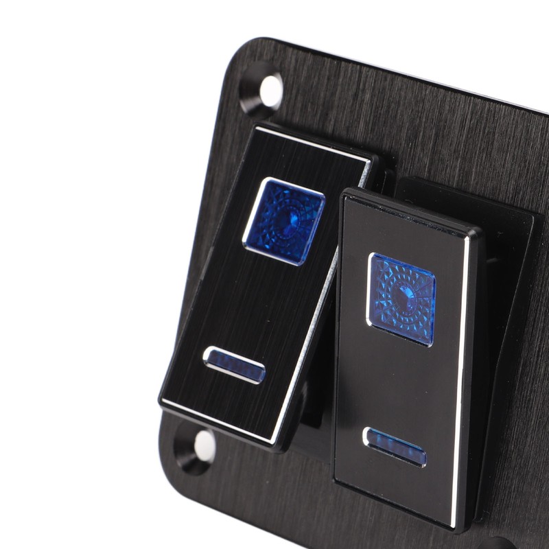 2 Gang Rocker Switch Panel Waterproof ON OFF Blue Backlit