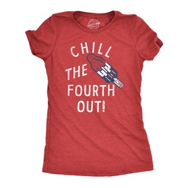 Womens Chill The Fourth Out T Shirt Funny Fourth of July Popsicle Joke Tee for Ladies Funny T Shirts Patriotic Tops for Women Women's Novelty Tees Red - M