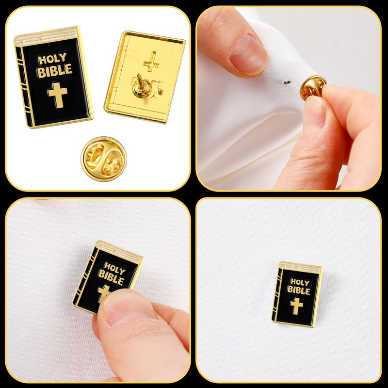 Landical Org Enamel Pin Holy Bible Square Pins for Suit