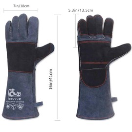 iao.v.p Welding Gloves Fire Heat Resistant, Animal Handling Gloves, Fire work/Welding Protective, 16" Scratches Proof, Grabbing Reptile Bite Resistant XL Size (1 pair 16")