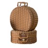 Wicker Storage Basket, Round Vine Weaving Storage Handbag with Hand