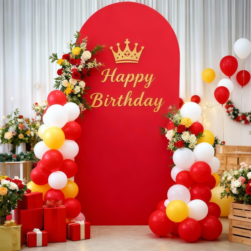 6FT Red Arch Cover - Polyester Fitted Wedding Arch Stand