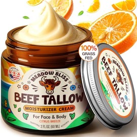 Crema humectante de sebo de res para la piel Sebo de res batido 100% alimentado con pasto Aceite de jojoba orgánico Manteca de karité orgánica Ayuda con el eccema y la rosácea Fabricado en EE. UU.