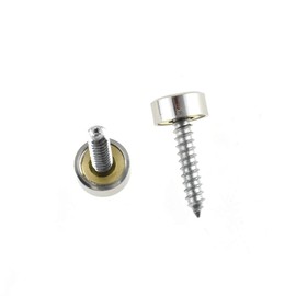 Hahiyo 10mm Diameter Mirror Screws Brushed Stainless Steel Solid Easy Install Brass Washer Decorative Caps Fasteners Nails 10 Pairs for Bathroom Mirrors Panels Kitchen Ceiling Arts Crafts