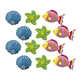 Home Collections Seashells & Fish Polyresin Shower Curtain Hooks for Nursery - Pack of 12