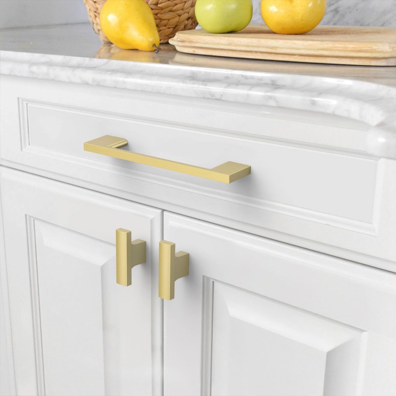 Amerdeco 10 Pack Brushed Gold Cabinet Pulls 5 Inch(128MM) Hole