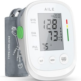 AILE Blood Pressure Monitor, Blood Pressure Machine Upper Arm Large Cuff(8.7"-16.5"), High Automatic Blood Pressure Monitors Cuff for Home Use, Manual Arm Bp Monitor, 2 * 99 Memory (White)