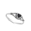 Heart Simulated Black Onyx Promise Ring New .925 Sterling Silver
