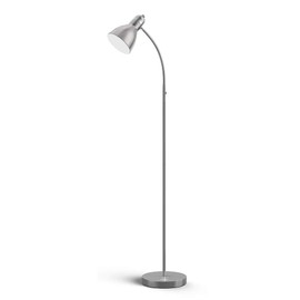 LEPOWER Floor Lamp, Metal Standing Lamp with Adjustable Gooseneck, Heavy Metal Base, Reading Pole Lamp for Office, Silver Floor Lamps for Bedroom, Living Room