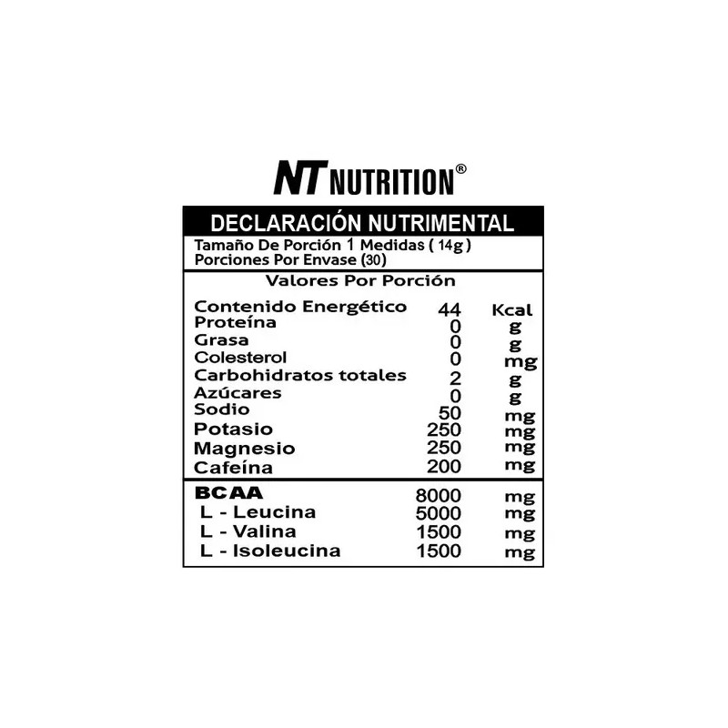 Aminoácidos Bcaa 8000 Cafeína 30 Servicios Nt Nutrition Sabor Sandía