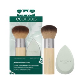 ECOTOOLS, Blend + Blur Dúo, Brocha y Esponja para Maquillaje, Cobertura Impecable, Difuminado Perfecto, Vegano