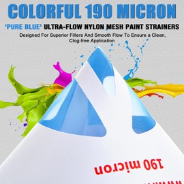 FXFOUCS Tools 100 Pack of Premium Paint Strainers with 190 Micron Fine Mesh Filters - 3D Printing Ultra-Flow Blue Nylon Cone Strainers for Paint and Fluid Filtration