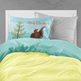 Caroline's Treasures BB9209PILLOWCASE Malaysian Serama Chicken Christmas Fabric Standard Pillowcase, Standard, Multicolor