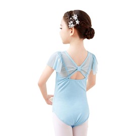 Daydance - Maillot de ballet de manga fluttler para niños pequeños, niñas, niños grandes, niñas grandes, Manga azul, 10-11 Años