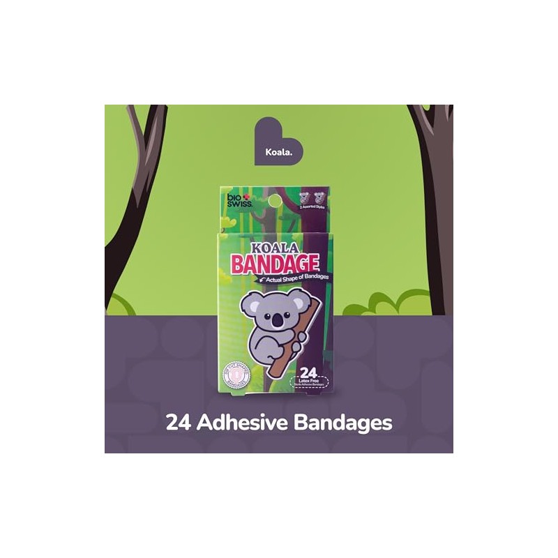 BioSwiss Vendas autoadhesivas con forma de koala, sin látex, estériles,