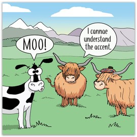 Twizler Funny Card with Highland Cows - Funny Birthday Card for Men or Women Blank Inside - Scottish Happy Birthday for Her Him Dad Husband Mom Wife