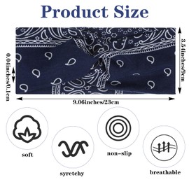 YBEATY 4 Pcs Tie Headbands Knotted Elastic Head Bands Adjustable Non Slip Hairband Turban Printed Stylish Sport Sweat Hair Wrap Yoga Workout Sweat Bands for Girls Cute Hair Accessories