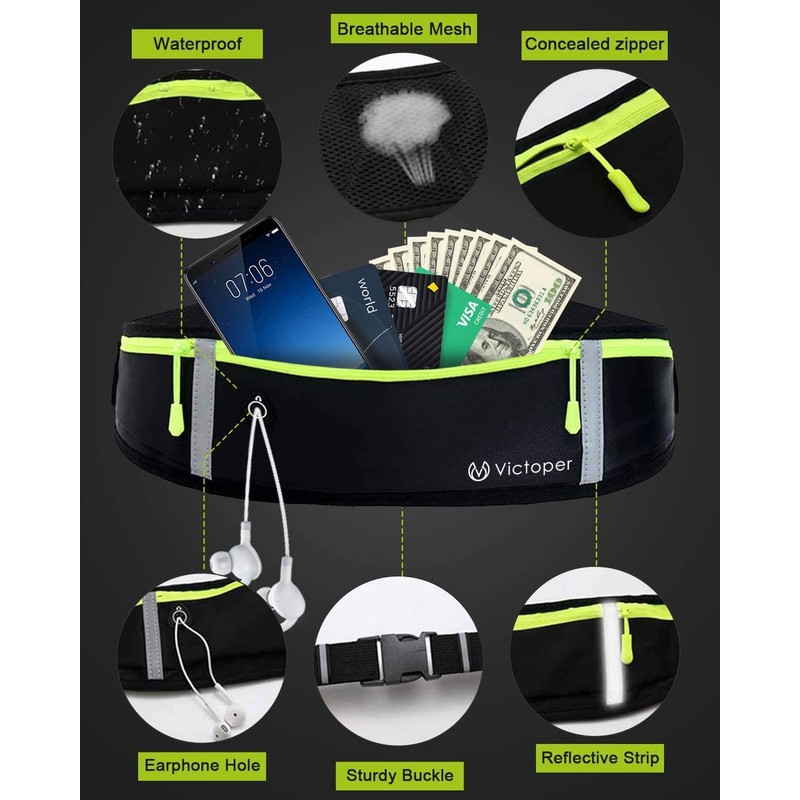 Victoper Running Belt, Unisex Waterproof Waist Strap,Running Phone Holders Comfortable