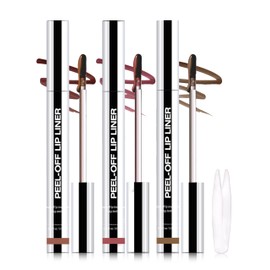Erinde 3PCS Peel Off Lip Liner Stain, Long Lasting Tattoo Lip Liner with Tweezer, Matte Finish Peel Off Lip Stain, Waterproof Transfer Proof Lip Stain Peel Off, Non-Stick Cup Nude Lip Stain Lipliner
