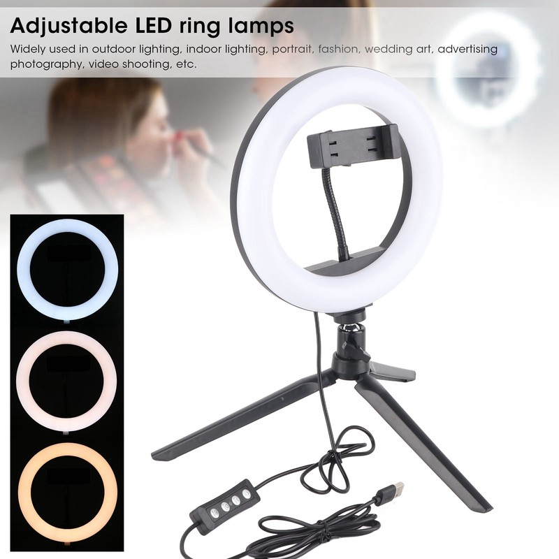 UN‑206 3‑Color 20cm Ring Light LED Tripod Stand Arc Fill
