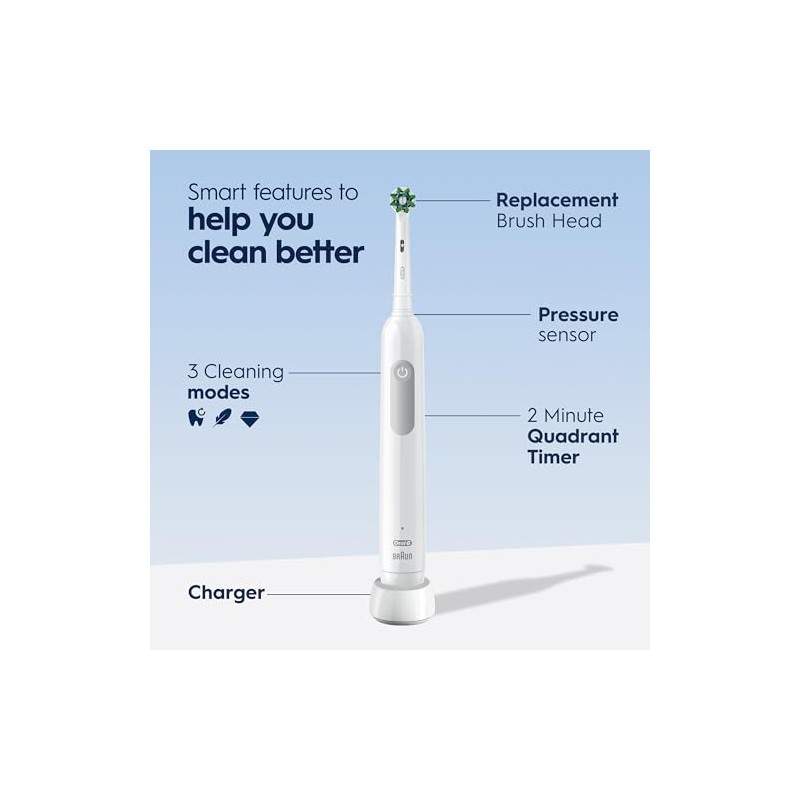 Oral-B Cepillo de dientes eléctrico recargable Pro 1000, color blanco
