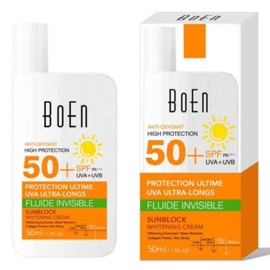 Bloqueador Solar Fluido Invisible SPF 50+ PA+++, Crema Aclarante con Antioxidante, Protección UVA+UVB, 50ml